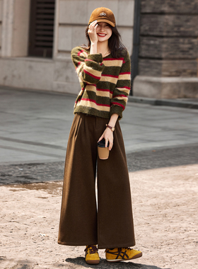 含羊毛针织毛衣阔腿裤套装2025年冬季新款女装两件套SXTZB25036