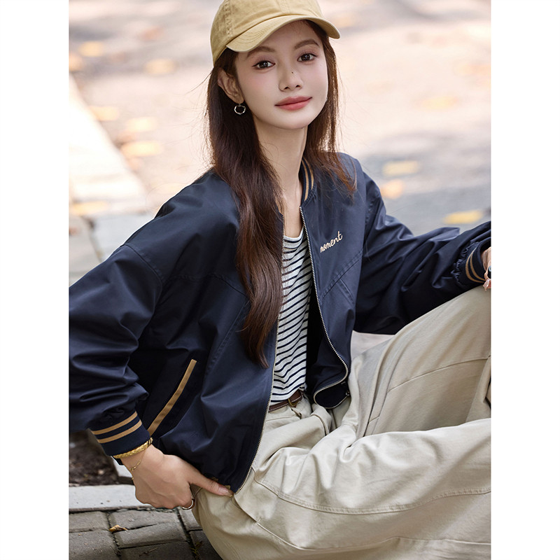 美式撞色棒球服夹克外套女