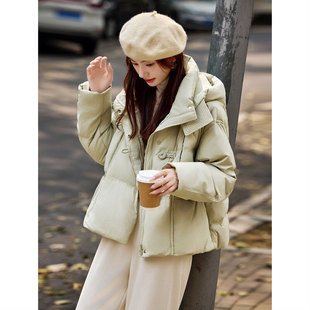 时尚气质简约减龄短款羽绒服女2024年冬季新品淑女风加厚防风外套