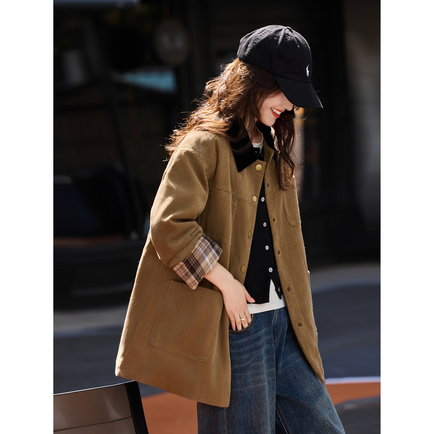 撞色翻领中长款羽绒服2025年冬季新款厚外套女装上衣SXYRF25085