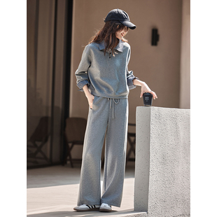 两件套装 休闲条纹拼接翻领卫衣长裤 SXTZW25025 新款 2025年秋季