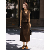 套头马甲含莱赛尔2025冬季 三件套SXTZE25071 半裙女装 新款 打底衫