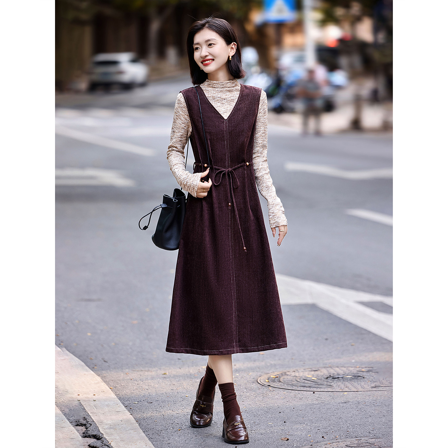 苏醒的乐园淑女温柔简约针织连衣裙套装2025新款冬季女装套装