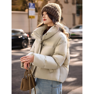 立领短款泡芙羽绒服2025年冬季新款厚外套上衣女装SXYRF25201