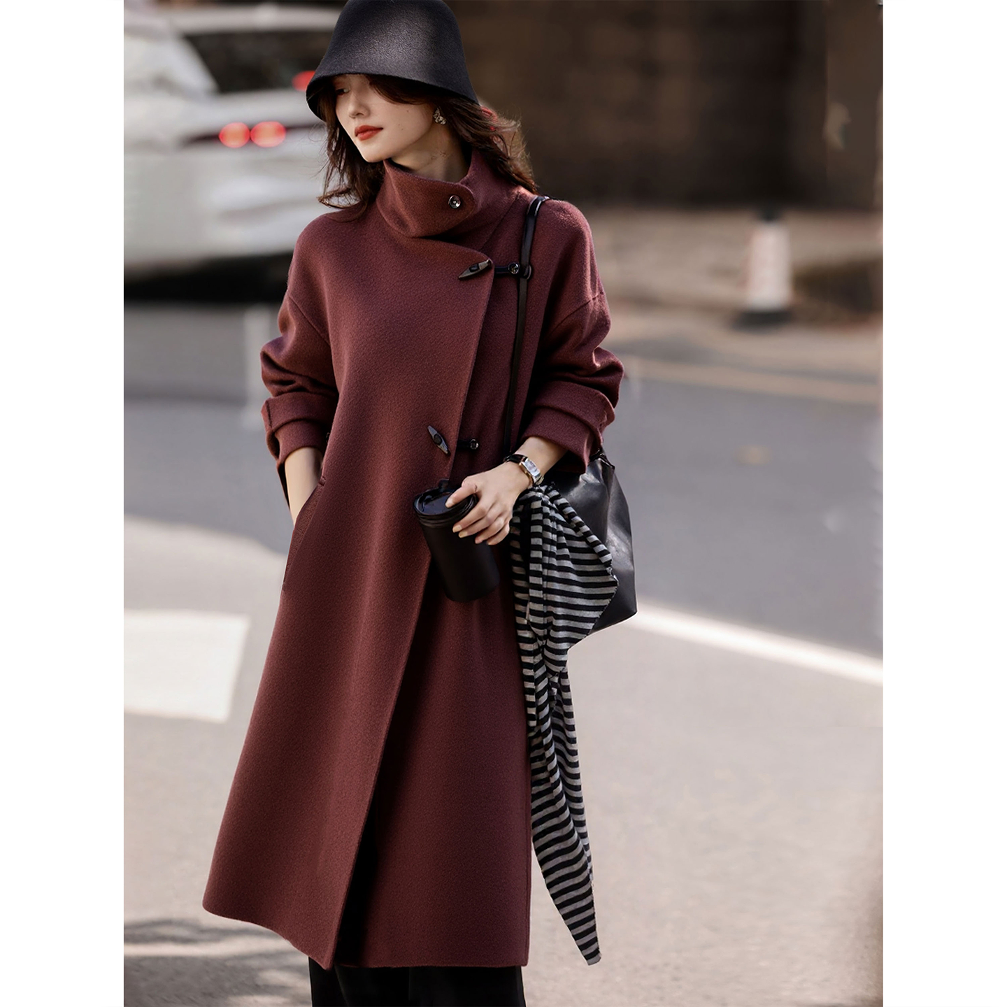 苏醒的乐园淑女绵羊毛双面呢大衣