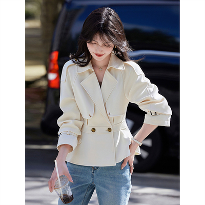 时尚气质风衣2025年春季新款女简约百搭小个子显瘦短款温柔外套