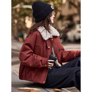 苏醒的乐园仿羊羔毛翻领羽绒服2025年冬季新款厚外套女装上衣