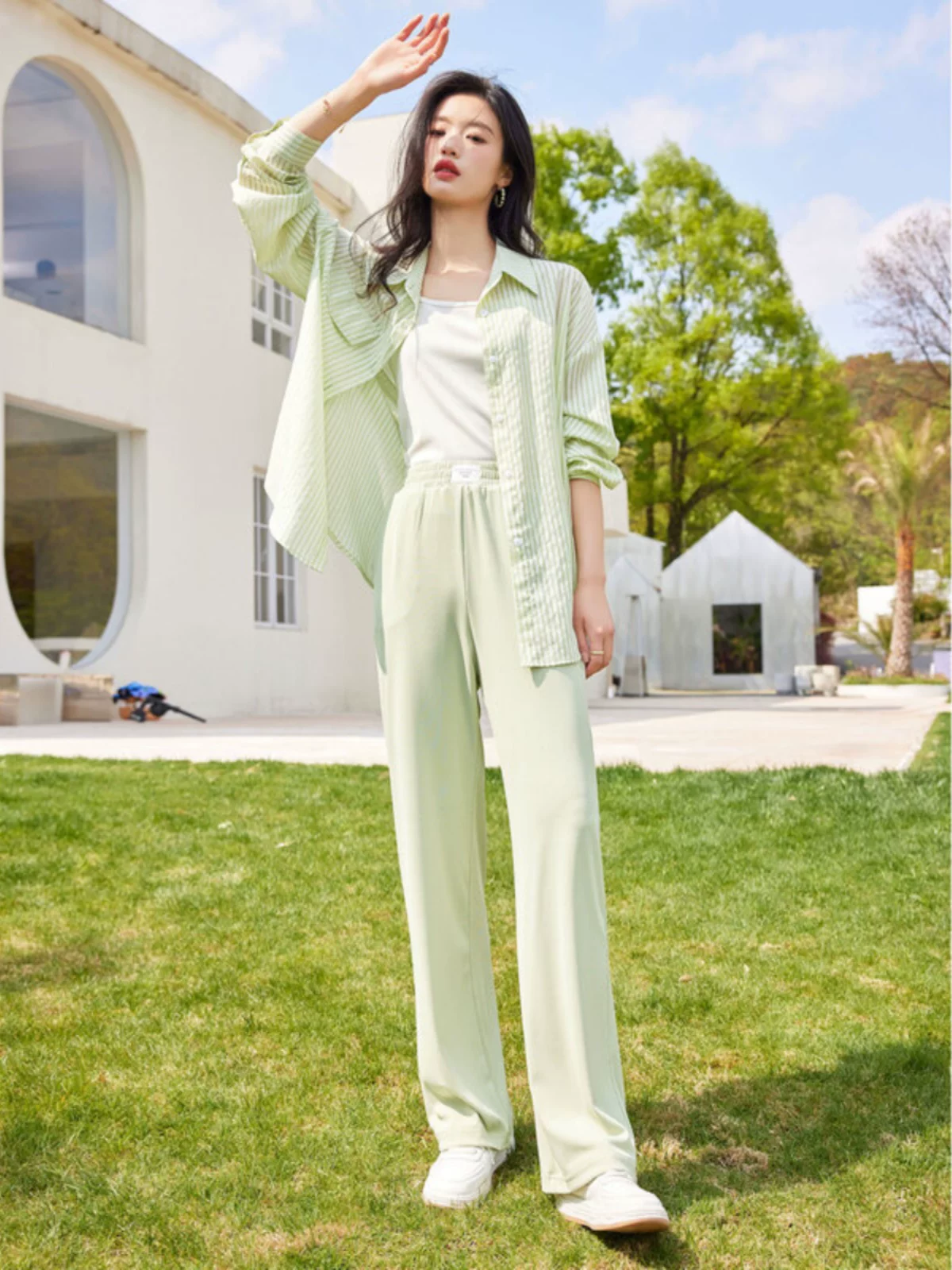 Ф fashionable summer set, breathable trousers, 3 piece set