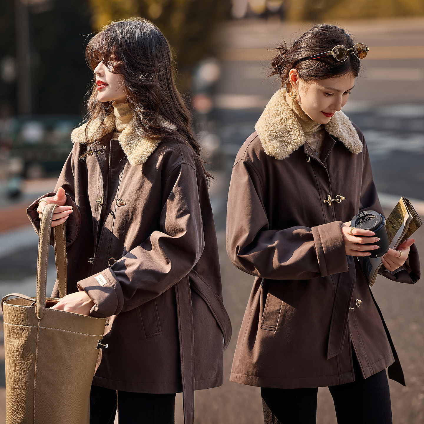 小个子翻领中长款羽绒服