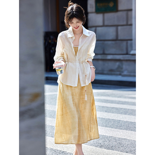 时尚气质套装2025年夏季新款女知性温柔优雅高级吊带裙两件套