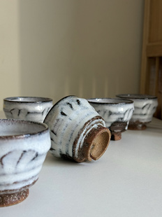 日本直采·白萩烧侘寂风茶杯日式主人杯水杯手握杯汤吞