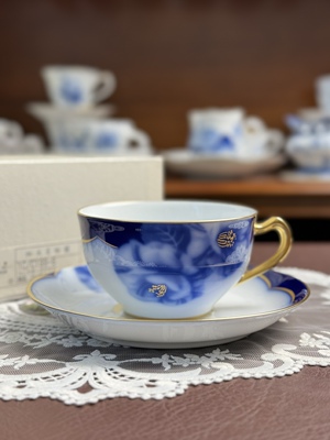日本直采大仓陶园OKURA 2010年限定手绘山茶花咖啡杯红茶杯礼盒