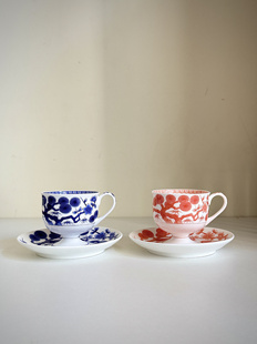 日本香兰社稀有松竹梅高足咖啡杯带勺下午茶杯碟对杯·日本直采