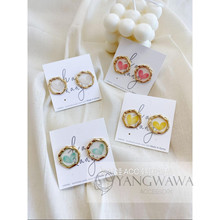 韩国东大门甜美涂鸦爱心耳钉不规则金属透明耳环ins高级感172201