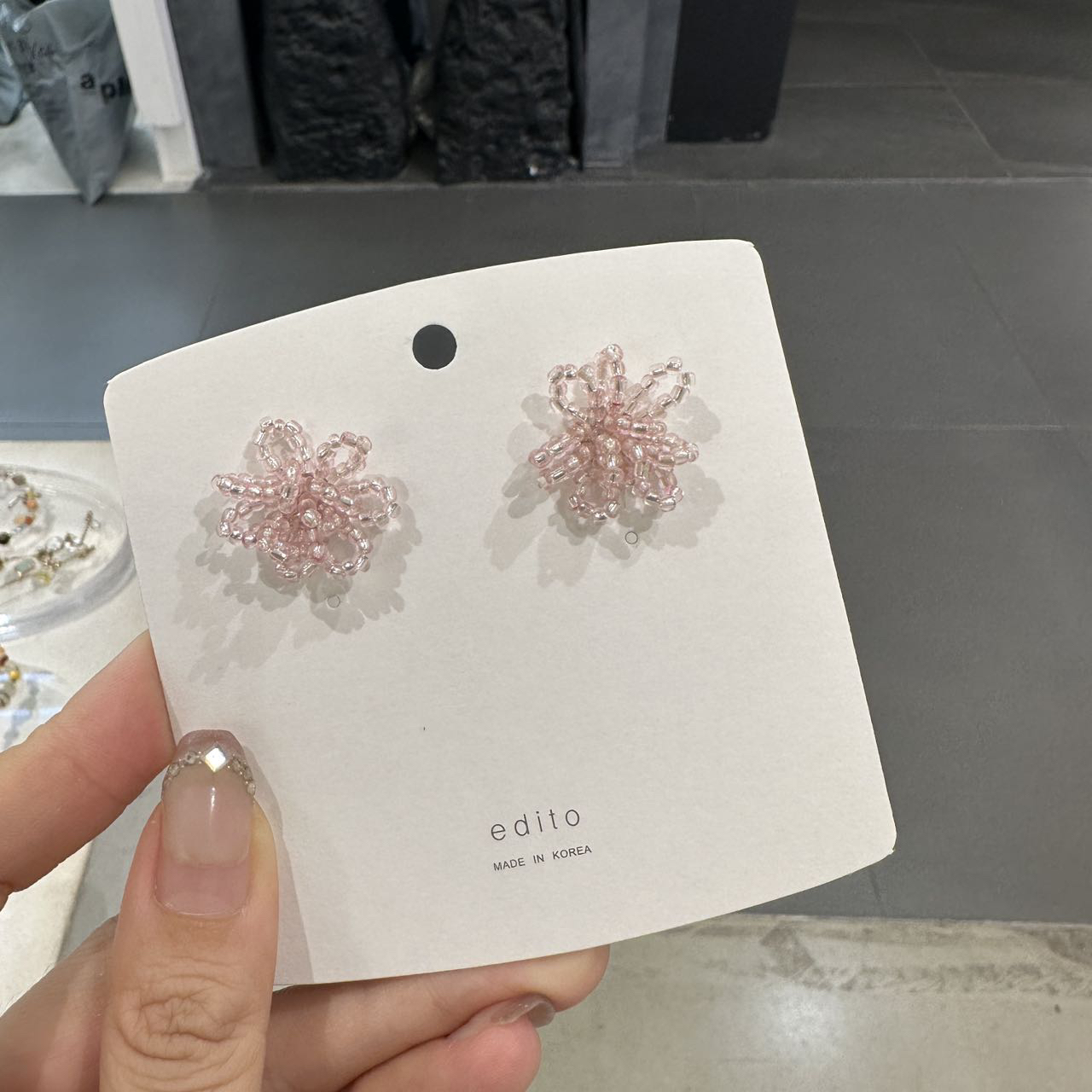 手工串珠珠花朵甜美百搭耳环耳钉