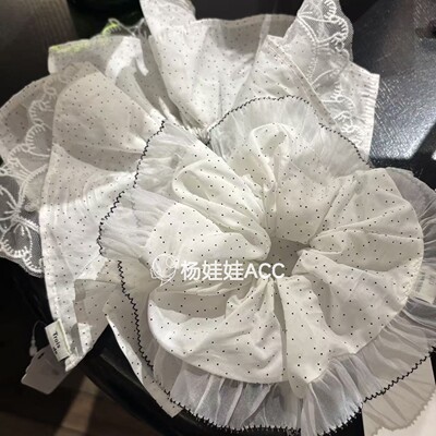 651301韩国东大门Trois de LEI新款优雅白色波点蕾丝边发圈