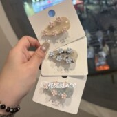 611907韩国代购 Baket新款 高级感温柔百搭亚克力水滴小花鸭嘴夹