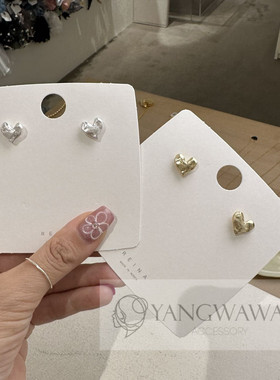 362715韩国东大门Reina不规则金属爱心简约高级感ins风耳钉