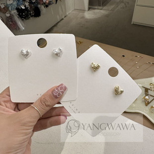 362715韩国东大门Reina不规则金属爱心简约高级感ins风耳钉