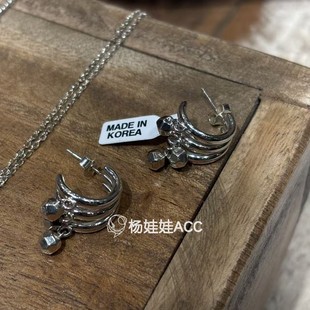 5121720韩国东大门miss通体纯银新款 高级感小圆片流苏耳环