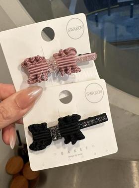 522120韩国东大门Baket时尚甜美蝴蝶结满钻鸭嘴夹边夹刘海夹