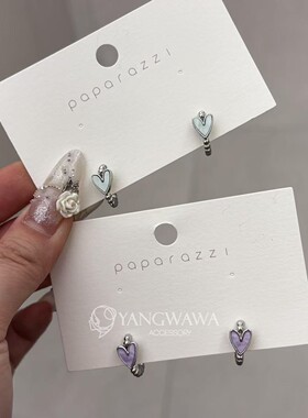 552102韩国东大门papa新款时尚百搭爱心珠珠耳钉