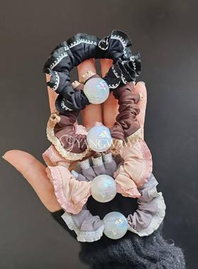 521033韩国进口复古时尚花边发圈发绳头绳马尾绳