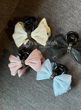 532001韩国东大门华子钻莎莎双面蝴蝶结碎发夹小抓夹发夹迷你