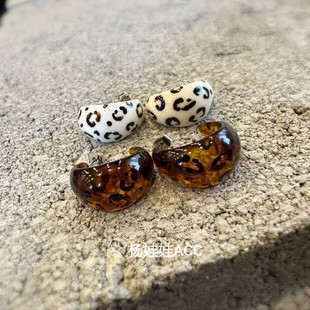5111804韩国东大门亚克力豹纹耳圈简约百搭日常日韩耳环耳钉