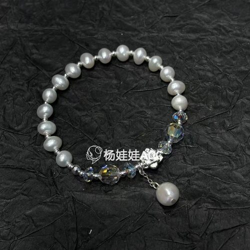 660301韩国东大门hey通体纯银新款华丽精致淡水珍珠手链