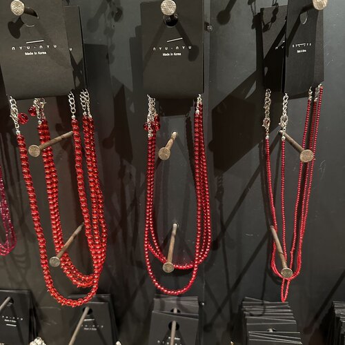 红色珠珠素链精致百搭项链短链