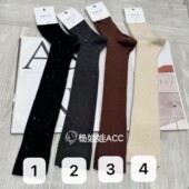 5111205韩国东大门YOLO新款 高级感流行竖条纹长筒袜满天星袜子