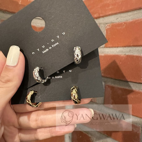 金属交叉格纹高级感精致耳环