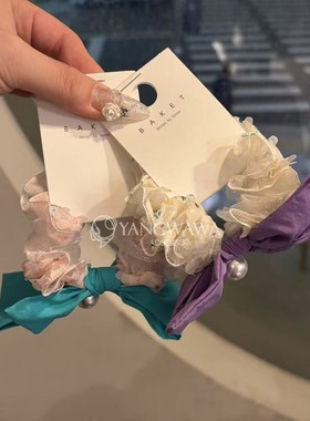 550107韩国东大门baket彩色蝴蝶结纱纱小肠发圈甜美头绳发绳