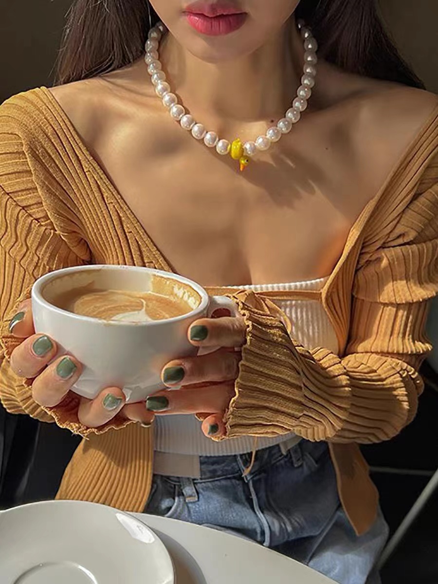 韩国代购珍珠女网红小鸭子项链