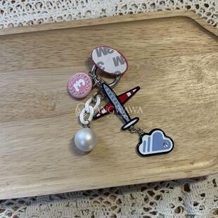 4121915韩国东大门az圆球卡通飞机云朵链条钥匙扣包挂件