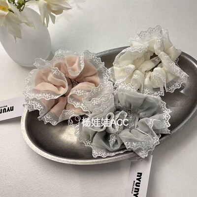 641119韩国东大门nyunyu新款高级感慵懒感蕾丝边发绳发圈