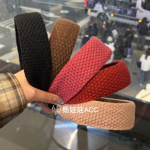 5102701韩国东大门Baket新款高级感宽边褶皱针织纯色发箍头箍