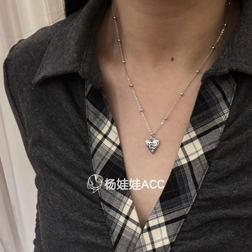 5121630韩国东大门Trois de LEI通体纯银新款精致简约爱心项链