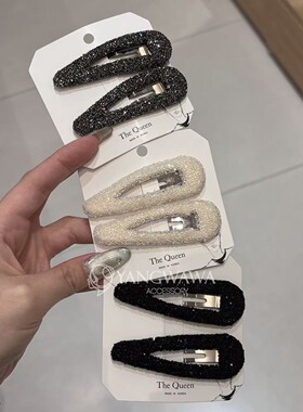 590303韩国东大门the queen新款复古水滴砂糖钻两件套掰掰夹