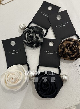 432310韩国东大门nyunyu立体花朵珍珠吊坠高级感发绳