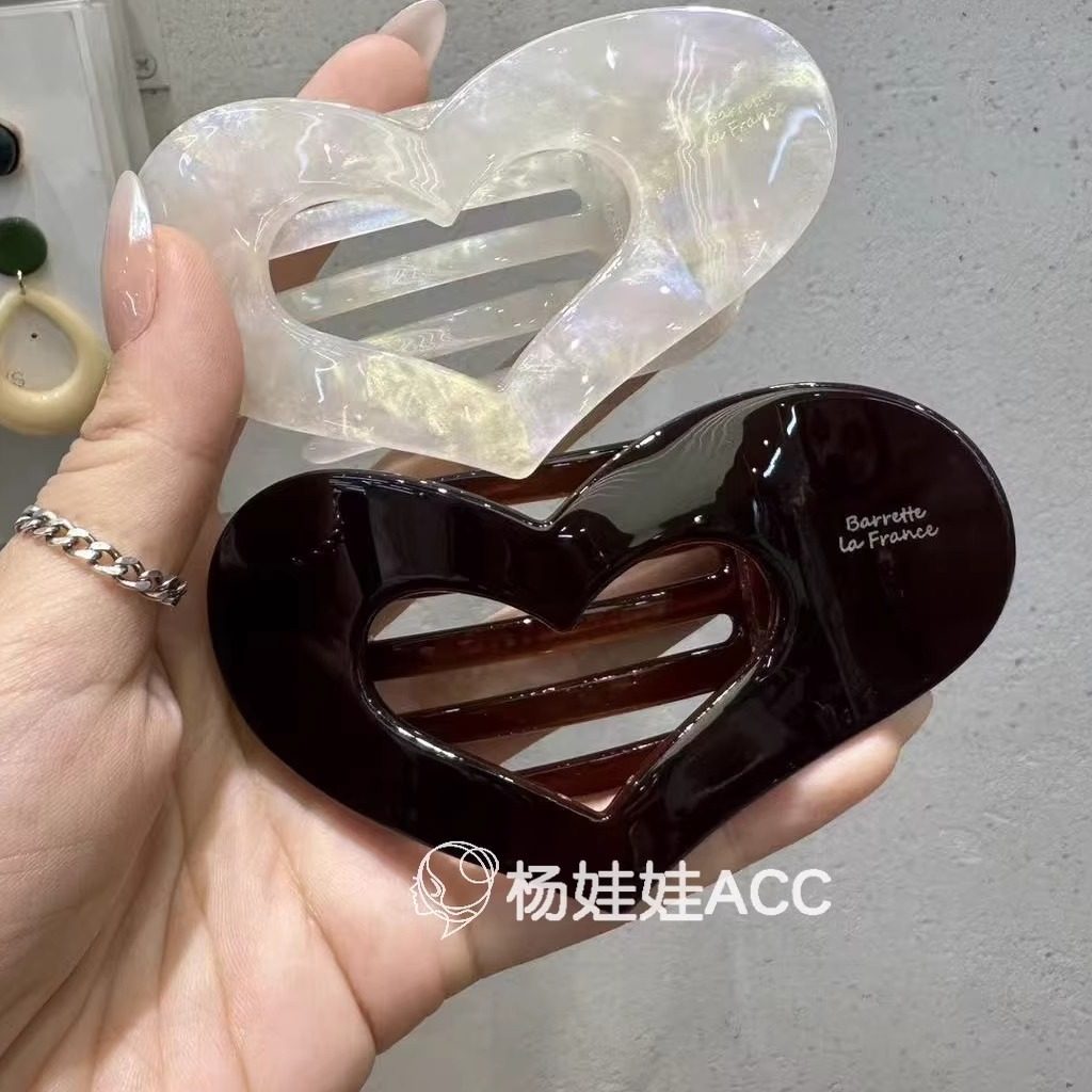 5120752韩国东大门小金标醋酸爱心懒人夹心形重工高级感盘发抓夹