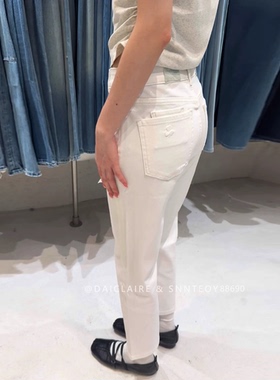 代嘉儿森调88690牛仔裤女2026夏薄款直筒裤纯白色弹力九分烟管裤