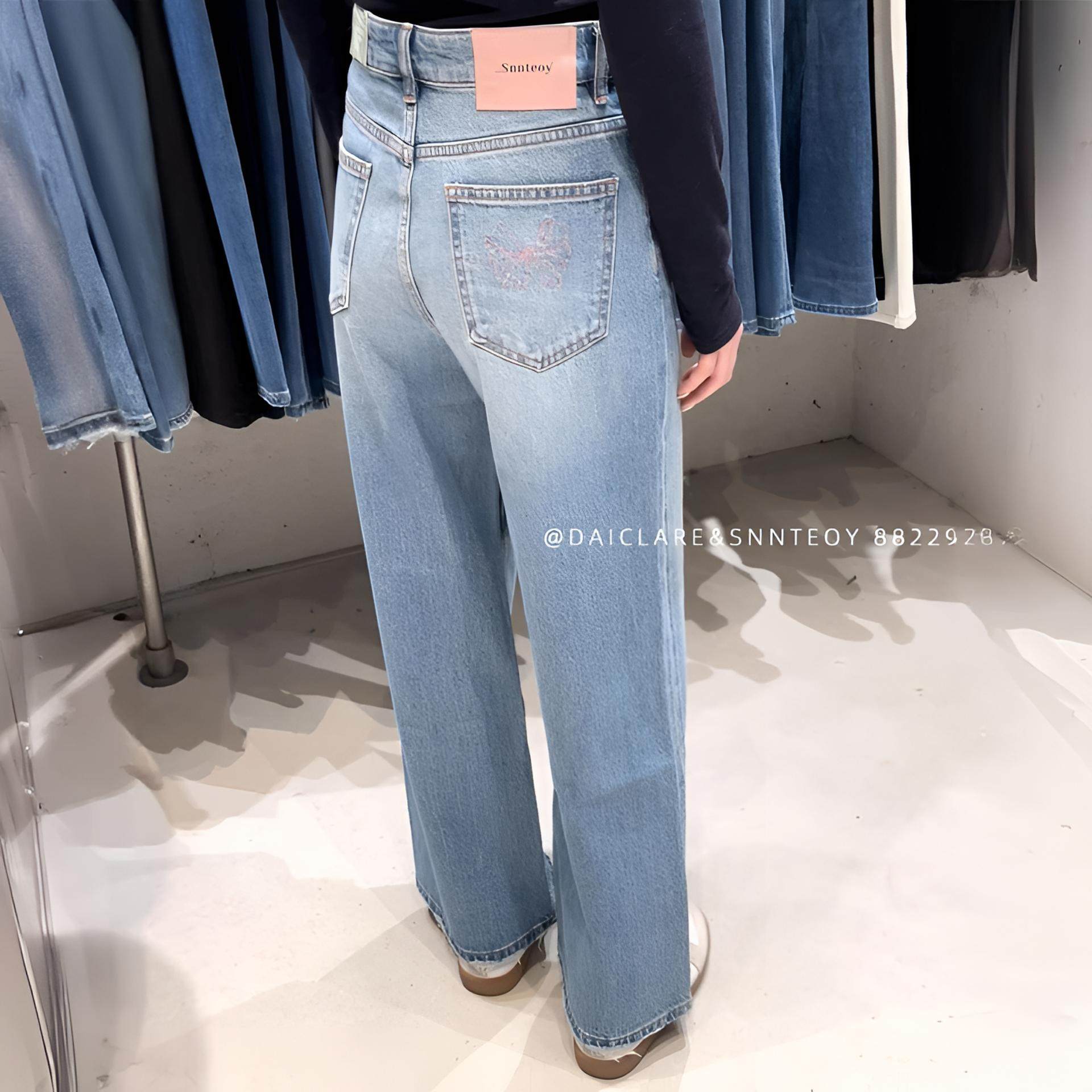 代嘉儿daiclaire牛仔裤女春季浅蓝森调88229蝴蝶结无弹十分阔腿裤,女装/女士精品,牛仔裤,淘宝优惠券,粉丝福利购,淘宝优惠卷