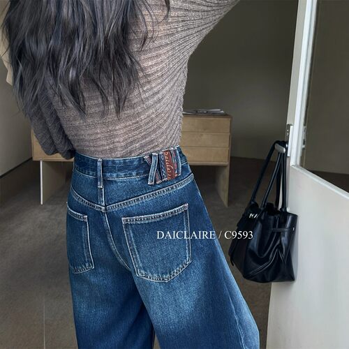 代嘉儿daiclaire牛仔裤C9593秋季高腰无弹十分阔腿甩裤显瘦拖地裤