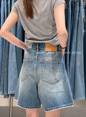 代嘉儿50308牛仔短裤女2026夏季薄款阔腿热裤子高腰显瘦A字四分裤