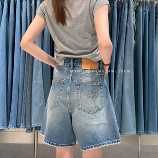 代嘉儿50308牛仔短裤女2026夏季薄款阔腿热裤子高腰显瘦A字四分裤