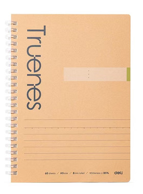 得力LA560软线圈牛皮纸不硌手螺旋本线圈本笔记本LB560本子60张