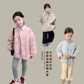 女童棉服外套秋冬轻薄款 宽松百搭男女童夹棉上衣宝宝保暖棉衣 韩版