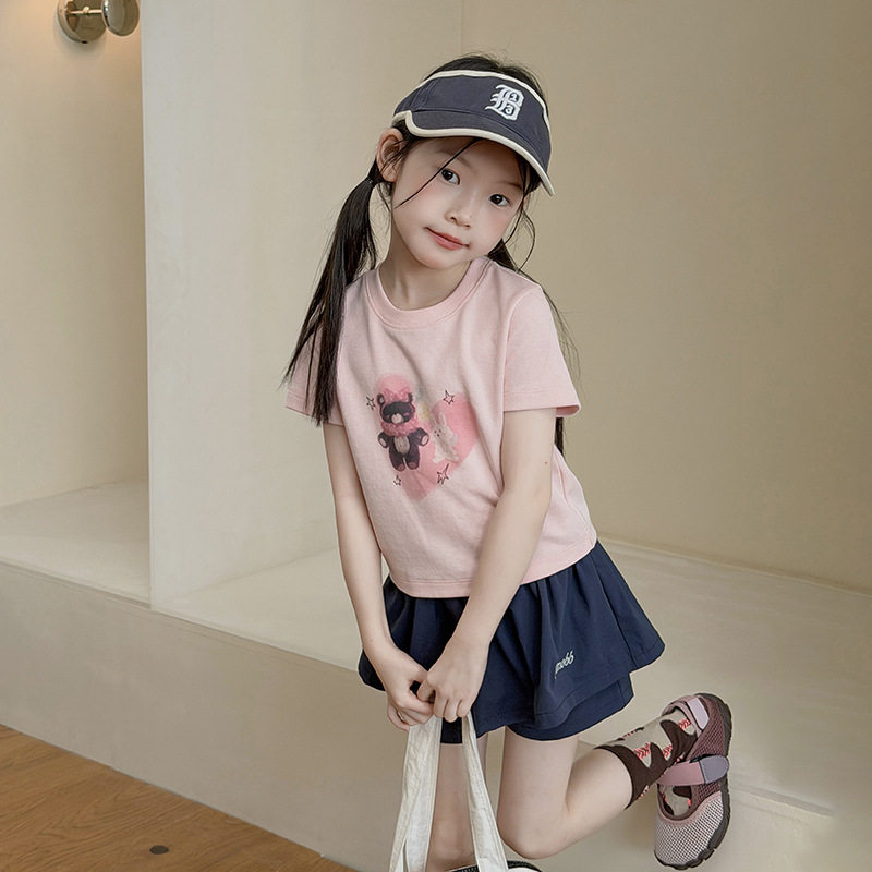 女童夏季纯棉卡通薄款短袖T恤